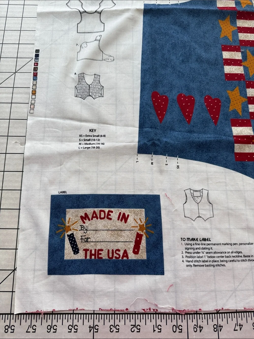Vintage DreamSpinners Americana Vest Fabric Panel Uncut Patriotic Sewing Project